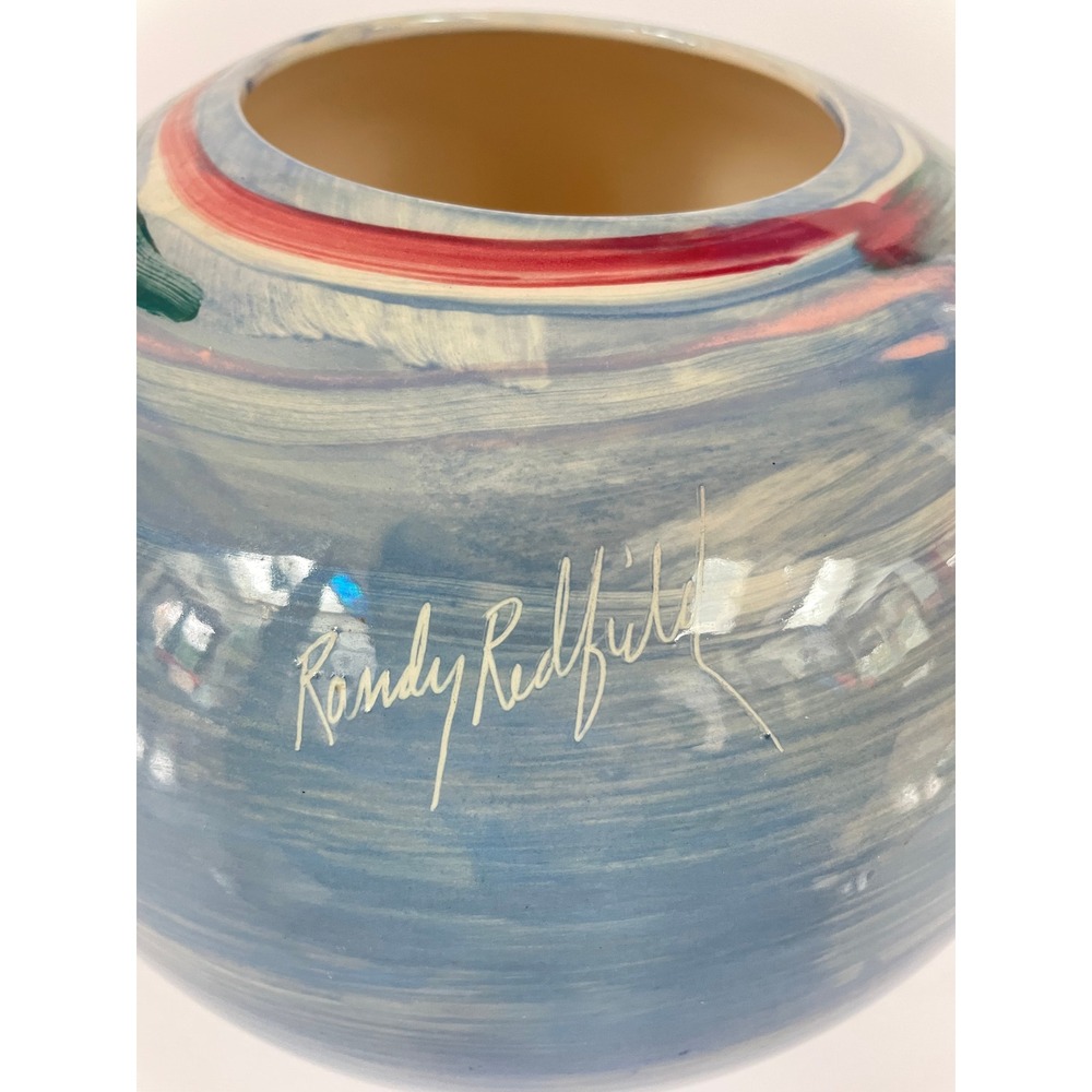 Randy Redfield Kibak Ceramic Vase Sign Contemporary Blue Abstract Studio Pottery